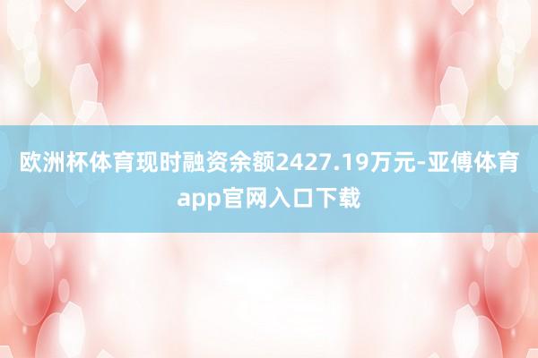 欧洲杯体育现时融资余额2427.19万元-亚傅体育app官网入口下载