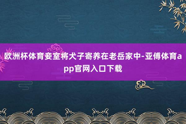 欧洲杯体育妾室将犬子寄养在老岳家中-亚傅体育app官网入口下载