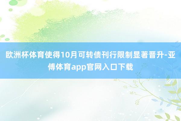 欧洲杯体育使得10月可转债刊行限制显著晋升-亚傅体育app官网入口下载