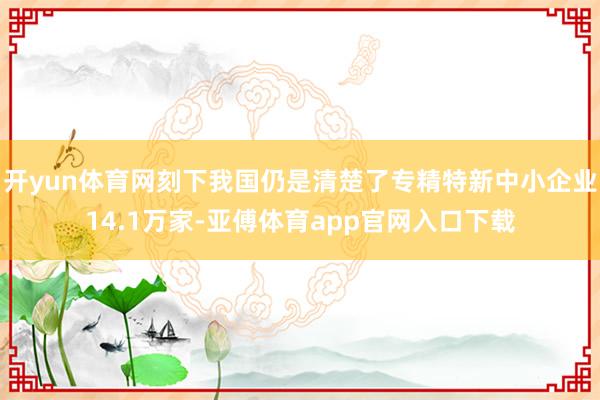 开yun体育网刻下我国仍是清楚了专精特新中小企业14.1万家-亚傅体育app官网入口下载