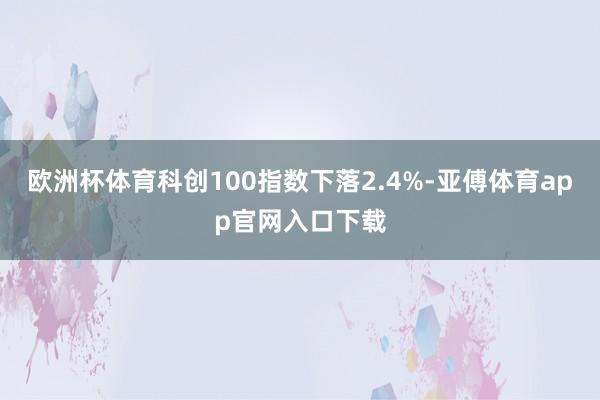 欧洲杯体育科创100指数下落2.4%-亚傅体育app官网入口下载