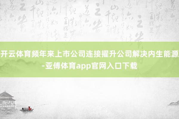 开云体育频年来上市公司连接擢升公司解决内生能源-亚傅体育ap