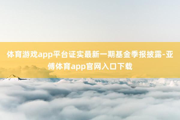 体育游戏app平台证实最新一期基金季报披露-亚傅体育app官网入口下载