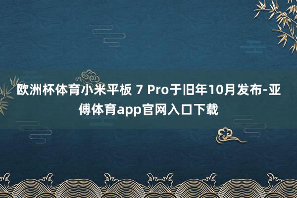 欧洲杯体育小米平板 7 Pro于旧年10月发布-亚傅体育ap